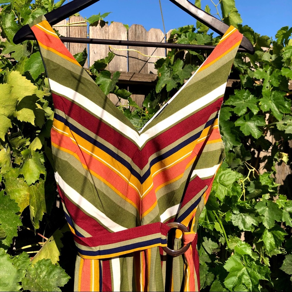 Striped NWOT Crystal Doll wide-leg jumpsuit - Picture 6 of 16